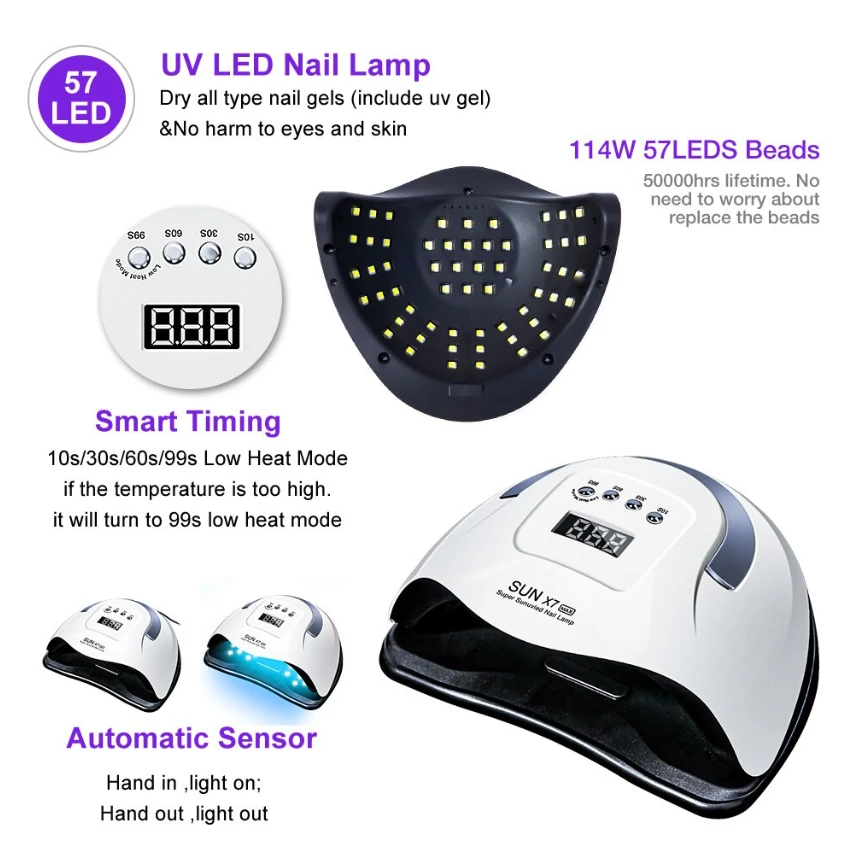 Nail lamp Zendrop, 220W white LED UV dryer with digital timer and automatic sensor