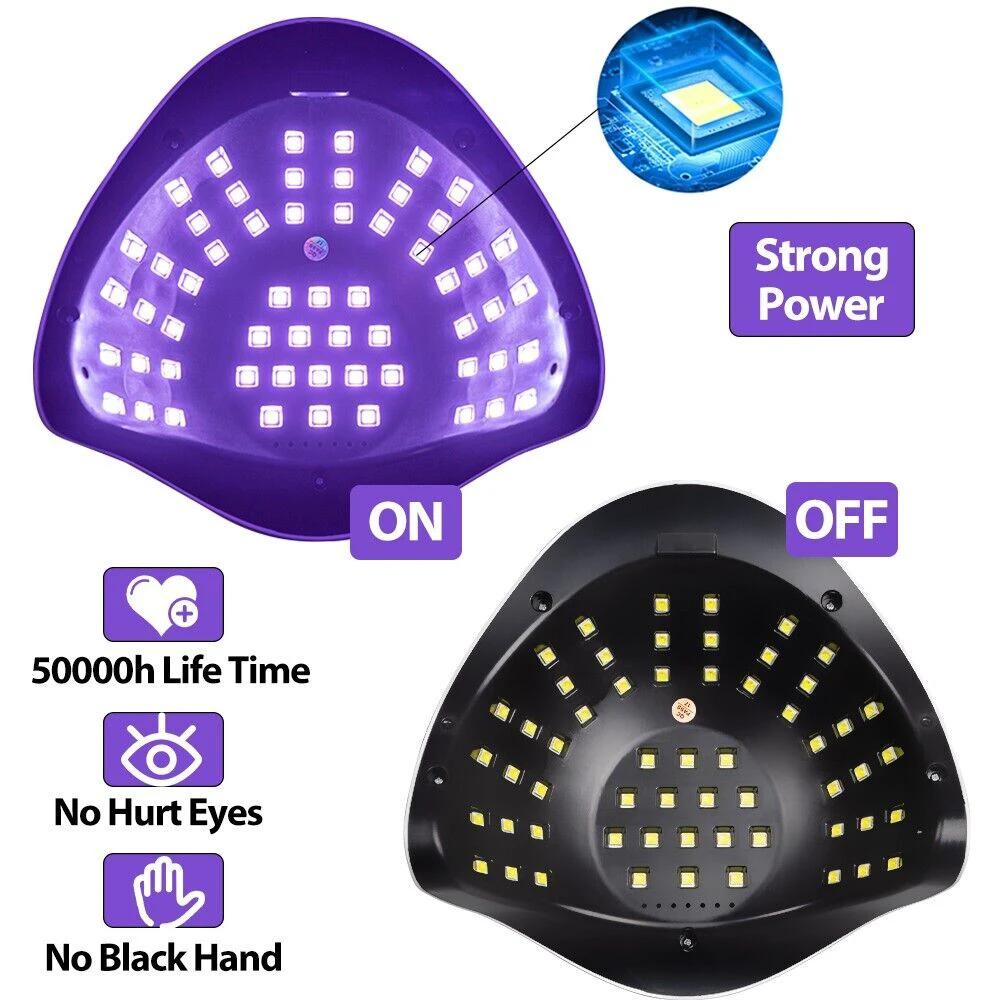Nail lamp pair: 220W LED UV nail dryer for gel polish, purple and black