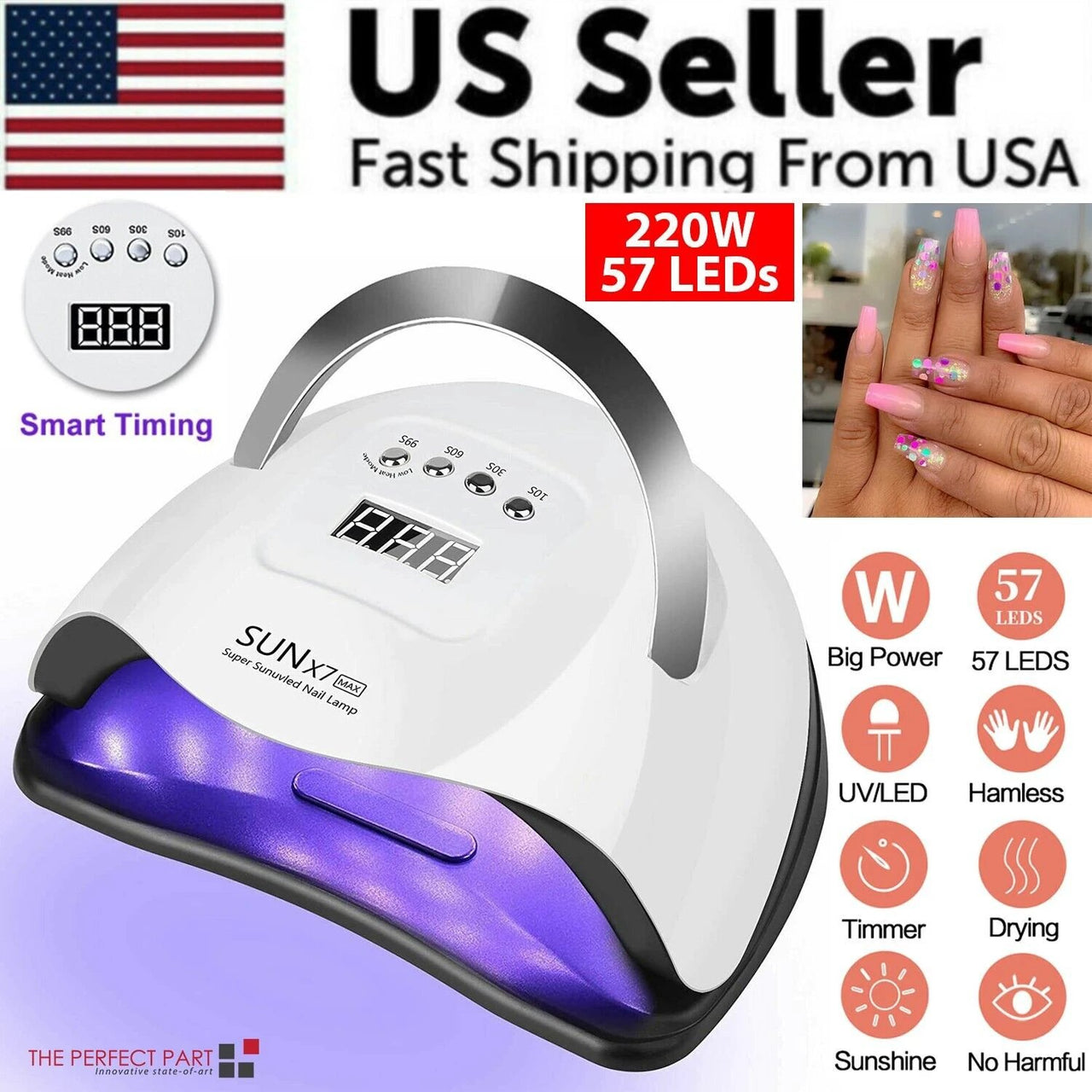 Zendrop 220W nail lamp with 57 LEDs for gel polish curing
