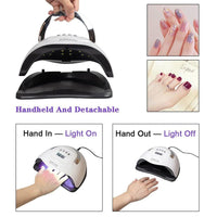 Thumbnail for Handheld 220W white nail lamp for LED/UV gel polish curing; detachable design.