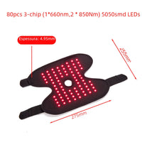 Thumbnail for Black neoprene ankle wrap with a central hole and a grid of red LEDs, plus adjustable Velcro straps.