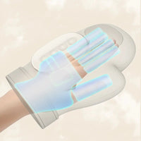 Thumbnail for White wireless hand and wrist massager with blue glow along finger sleeves and a top control panel.