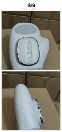 Thumbnail for White wireless hand and wrist massager with four button panel, chrome trim, cushioned pad, and side USB-C port.