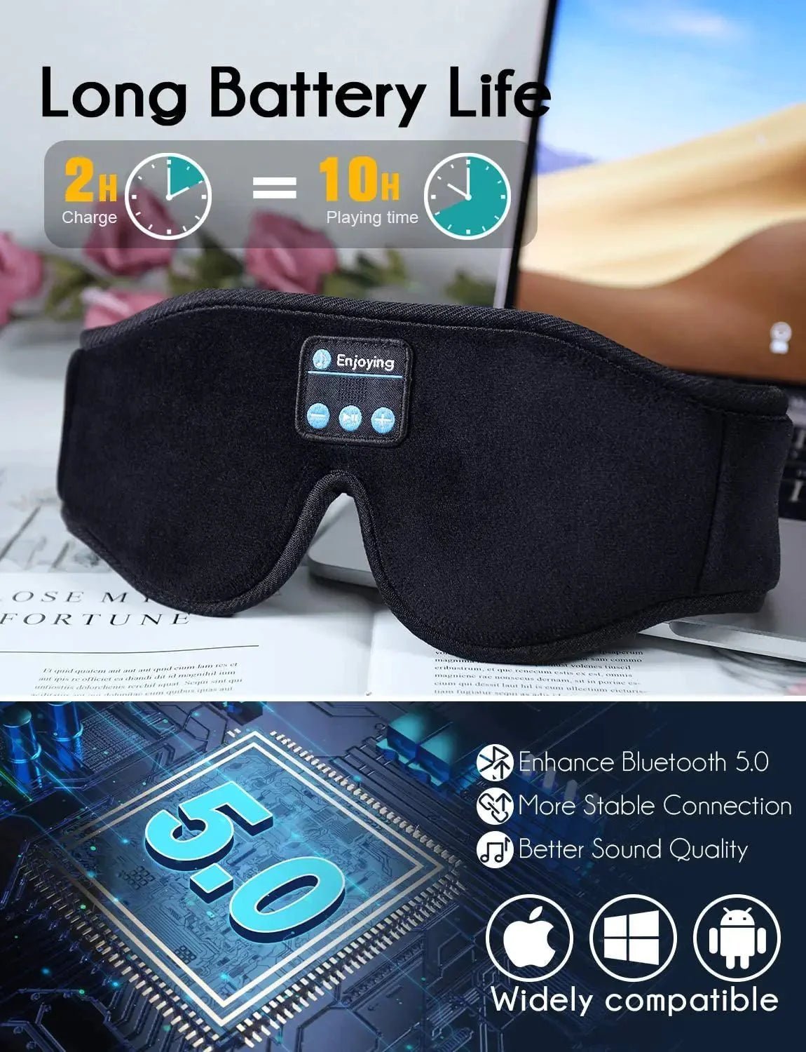 Blackout Eye Mask For Sleep, Men and Woman, Fall Asleep to Music, Bluetooth 5.0 - Epic Trends and Gifts - Eye Mask - DreamTunes Eye Mask Symphony - Epic Trends and Gifts - DreamTunes Eye Mask Symphony - DreamTunes Eye Mask Symphony
