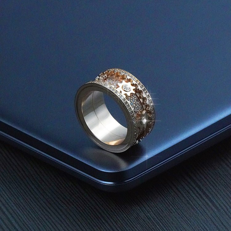 Inlaid stone inlaid with gypsophila diamond rotating gear ring - Epic Trends and Gifts - Rings - Inlaid stone inlaid with gypsophila diamond rotating gear ring - Epic Trends and Gifts - Inlaid stone inlaid with gypsophila diamond rotating gear ring - Inlaid stone inlaid with gypsophila diamond rotating gear ring