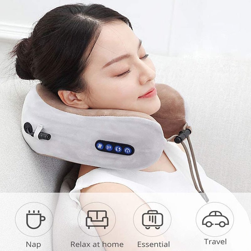 Travel Neck Pillow/Electric Neck Massager, Pillow for Neck Pain Relief, Neck Support Pillow for Airplane, Car, At Home, Office - Epic Trends and Gifts - Neck Massager - Neck Massager U Shaped Pillow - My Home Goods and Gifts - Neck Massager - Neck Massager U Shaped Pillow